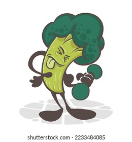 Broccoli. Funny vegetables. Cute cartoon character. Vector illustration isolated on white background