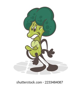 Broccoli. Funny vegetables. Cute cartoon character. Vector illustration isolated on white background