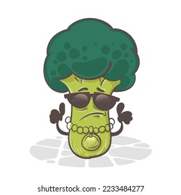 Broccoli. Gemüses. Cute Cartoon Charakter. Vektorgrafik einzeln auf weißem Hintergrund