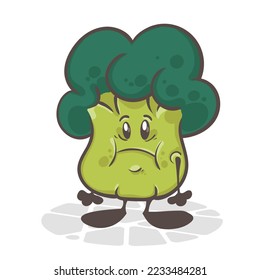Broccoli. Funny vegetables. Cute cartoon character. Vector illustration isolated on white background