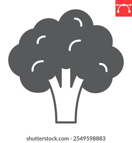 Icono de glifo de brócoli, fresco y vegetal, ícono de Vector de brócoli, gráficos de Vector, signo sólido de trazo editable, eps 10.