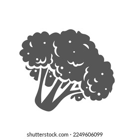 Broccoli glyph icon vector illustration. Silhouette of cabbage vegetable falling from top, cauliflower or broccoli float and fly in air, natural food ingredient of vitamin healthy nutrition