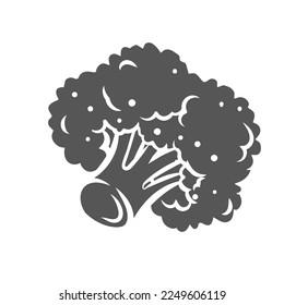 Broccoli glyph icon vector illustration. Silhouette of cabbage vegetable falling from top, cauliflower or broccoli float and fly in air, natural food ingredient of vitamin healthy nutrition