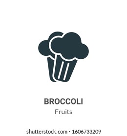 Broccoli glyph icon vector on white background. Flat vector broccoli icon symbol sign from modern fruits collection for mobile concept and web apps design.