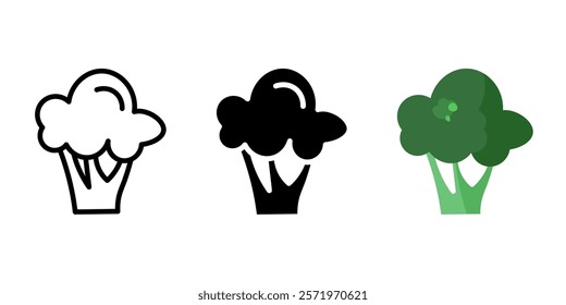 Broccoli green icon. Small cabbage symbol. Crucifers vegetable sign. Healthy eating and dieting pictogram. Grocery illustration.