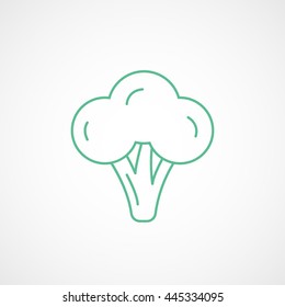 Broccoli Green Line Icon On White Background