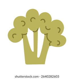 Broccoli is green. Live vitamins. Proper nutrition. The flat color illustration is suitable for applications, posters about health, fitness, exercise, disease prevention and cardiac activity