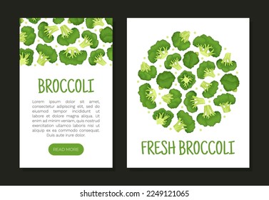 Broccoli Green Vegetable Design with Cabbage Head Vector Template