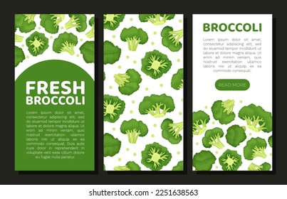 Broccoli Green Vegetable Design with Cabbage Head Vector Template