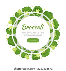 Broccoli Green Vegetable Design with Cabbage Head Vector Template