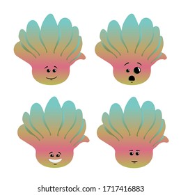 broccoli guy. smile emotion.cute character. flat illustration
