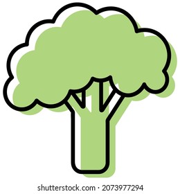 Broccoli hand drawn vector illustration isolated on white background. Fresh broccoli vegetable nature icon