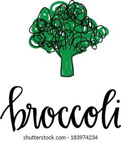 Broccoli Hand-lettering and Vector Illustration