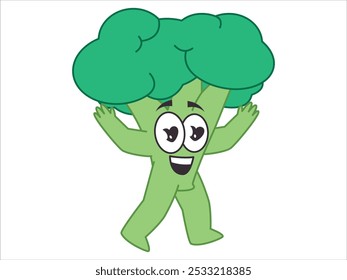 Broccoli happy face expression colorful character mascot vegetable veggie pose expressive icon set design