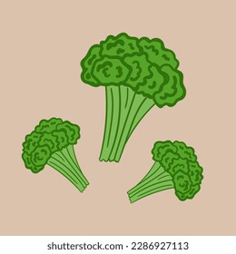 Broccoli, healthy food, vegetarianism, salad ingredients, icon, isolated