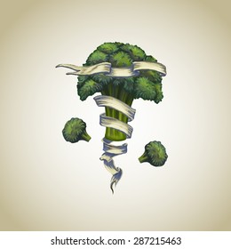 Broccoli with heraldic ribbon