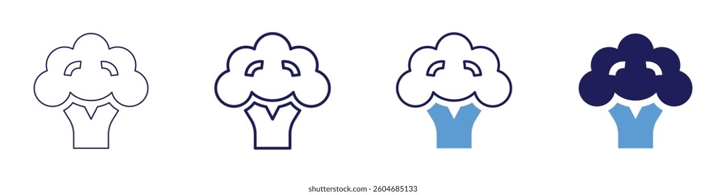 Broccoli icon in 4 different styles. Thin Line, Line, Bold Line, Duotone. Duotone style. Editable stroke.