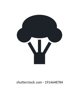 Broccoli icon. Black isolated silhouette. Fill solid icon. Modern design. Vector illustration. Vegetables.