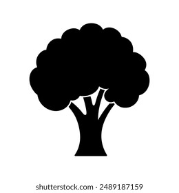 Broccoli icon. Black silhouette of a broccoli. Broccoli symbol. Vector illustration.