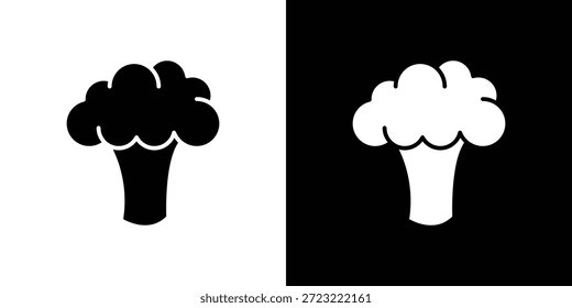 Icono de brócoli. Icono de diseño plano simple en blanco y negro