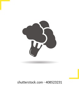 Broccoli icon. Drop shadow silhouette symbol. Vector isolated illustration