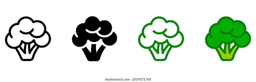 Icono de brócoli. Signo de verdura ecológica. Logotipo orgánico. Símbolo vegetariano. Ilustración de frescura.