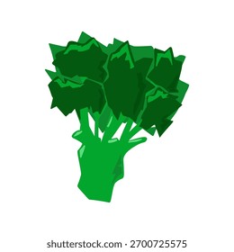 Ícone de brócolis estilo desenho animado plano. Projeto vegetal verde abstrato, simples impressão de planta para aplicação de alimentos saudáveis, conceito de dieta vitamínica. Ilustração vetorial.