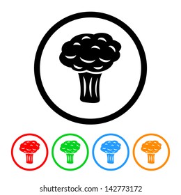 Broccoli Icon with Four Color Variations