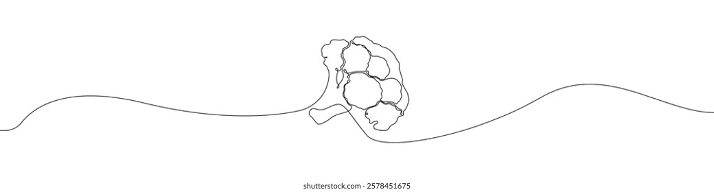 Broccoli icon line continuous drawing vector. One line Broccoli icon vector background. Cabbage Vegetable icon. Continuous outline of a Broccoli icon.