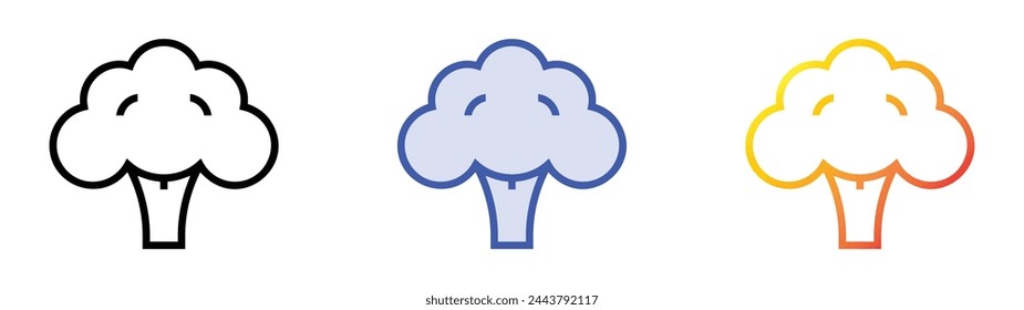 broccoli icon. Linear, Blue Fill and Gradient Style Design Isolated On White Background