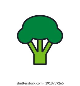 Broccoli icon. Linear color icon, contour, shape, outline isolated on white. Thin line. Modern design. Vector illustrations of vegetables