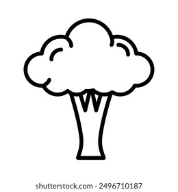 Broccoli icon linear logo mark in black and white