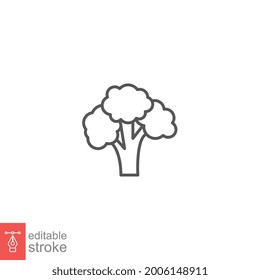 Broccoli-Symbol. Natur pflanzliche ökologische Ernährung. Frische gesunde Gartenernte. Kohl, mit Blumenkohl bearbeiteter Schlaganfall Rahmenstil Piktogramm Vektorgrafik-Design auf weißem Hintergrund EPS10