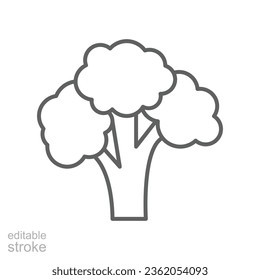 Broccoli icon. Nature vegetable organic food nutrition. Fresh healthy garden harvest. cabbage, cauliflower editable stroke outline style pictogram vector illustration design on white background EPS 10