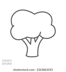 Broccoli icon. Nature vegetable organic food nutrition. Fresh healthy garden harvest. cabbage, cauliflower editable stroke outline style pictogram vector illustration design on white background EPS 10