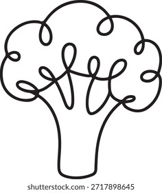 Icono de brócoli Vector de dibujo continuo de una línea. Icono de brócoli de una línea. dibujo de un icono de línea
