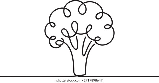 Icono de brócoli Vector de dibujo continuo de una línea. Icono de brócoli de una línea. dibujo de un icono de línea
