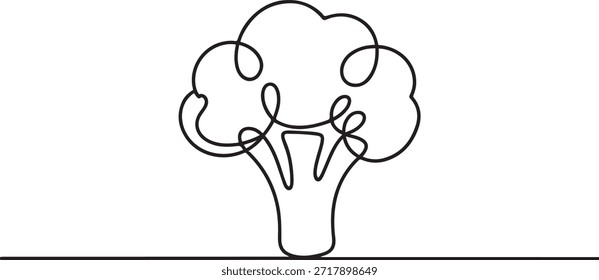 Ícone de brócolis vetor de desenho contínuo de uma linha. Uma linha Ícone de brócolis. Uma linha Ícone desenho
