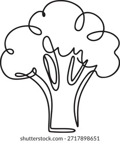 Icono de brócoli Vector de dibujo continuo de una línea. Icono de brócoli de una línea. dibujo de un icono de línea
