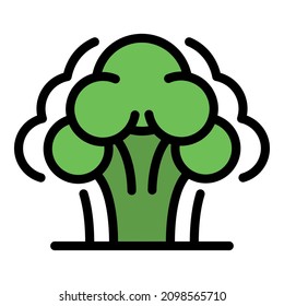 Broccoli icon. Outline broccoli vector icon color flat isolated