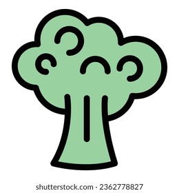 Broccoli icon outline vector. Diet food. Meal cooking color flat