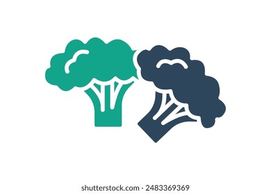 Broccoli icon. icon related to vegetables, healthy eating or vegetarian. solid icon style. nutrition elements vector illustration