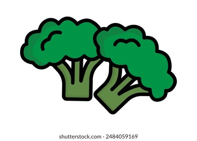 Broccoli icon. icon related to vegetables, healthy eating or vegetarian. colored outline icon style. nutrition elements vector illustration