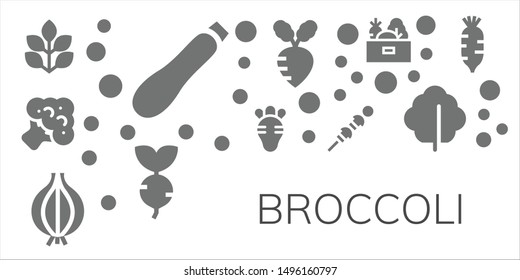 broccoli icon set. 11 filled broccoli icons.  Simple modern icons about  - Spinach, Courgette, Broccoli, Radish, Onion, Vegetables, Turnip, Lettuce
