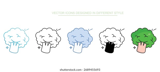 Conjunto de iconos de brócoli colección de estilo múltiple