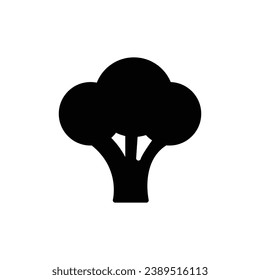 Broccoli icon. Simple solid style. Vegetable, plant, healthy, natural, organic, diet, fresh, food concept. Black silhouette, glyph symbol. Vector illustration isolated on white background.