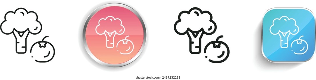 broccoli icon. Thin Linear, Regular and Button Style Design Isolated On White Background