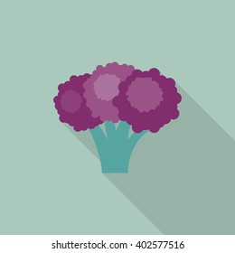 Broccoli icon, Vector flat long shadow design. EPS10