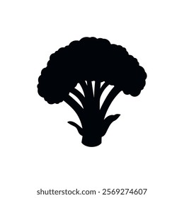 Broccoli icon vector illustration isolated on white. Cauliflower or cabbage stencil logo. Vegetable silhouette symbol. Template for laser cutting wall art.