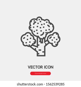 Broccoli icon vector. Broccoli symbol. Linear style sign for mobile concept and web design. Broccoli symbol illustration. Pixel vector graphics - Vector.